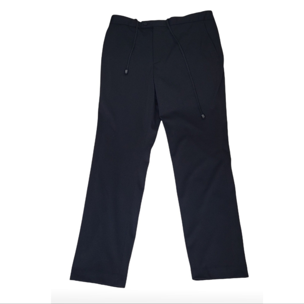 The Savile Row Company Mens Black Straight Leg Drawstring Dress Pants 44R X 38W